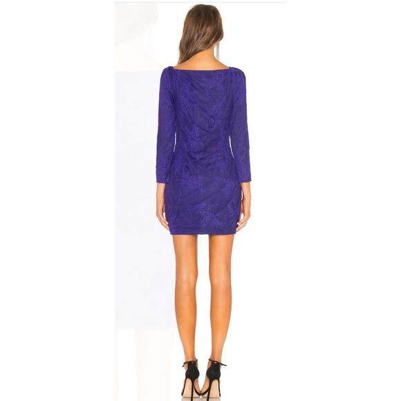 REVOLVE X by NBD Bruna Violet Ruched Lace Long Sleeve Mini Dress Size XS - Picture 5 of 10